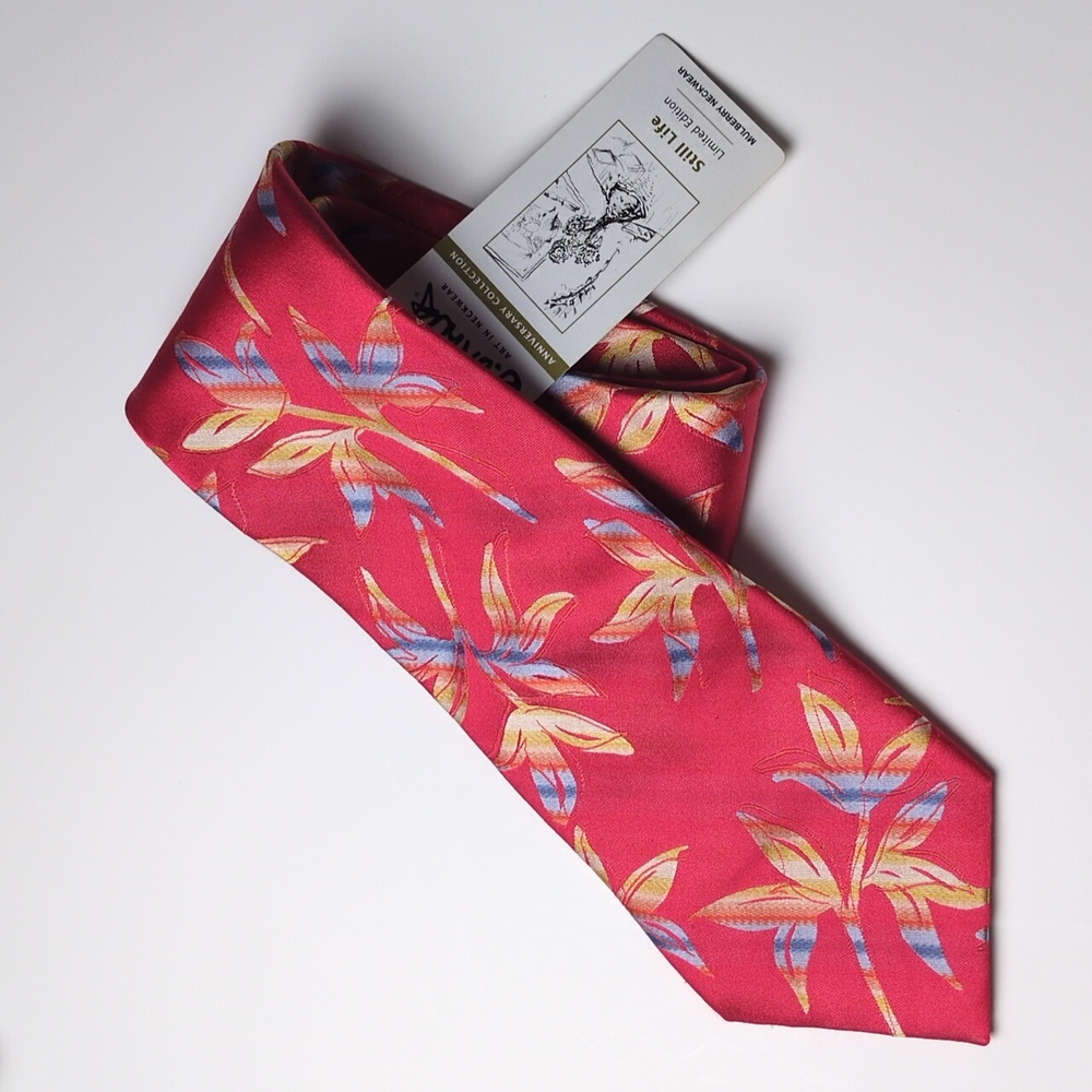 J. Garcia Still Life Anniversary Collection Limited Edition Red Silk Tie NWT